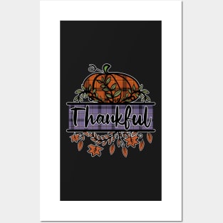 Thankful Plaid Pumpkin Cottagecore Fall Posters and Art